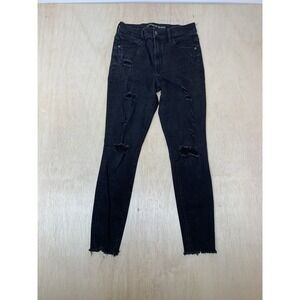 Express Jeans Ankle Legging Mid Rise‎ Womens Size 6 Distressed Black Denim Wash